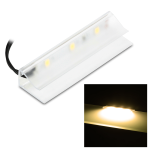 Klips LED do półki szklanej, barwa: biała ciepła 2700K