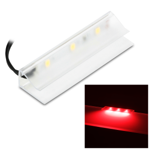 Klips LED do półki szklanej, barwa: czerwona