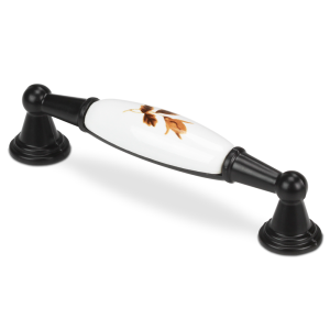 VADA.3 czarny uchwyt meblowy porcelanowy z dekoracją 96mm