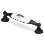 VADA.5 czarny uchwyt meblowy porcelanowy z dekoracją 96mm