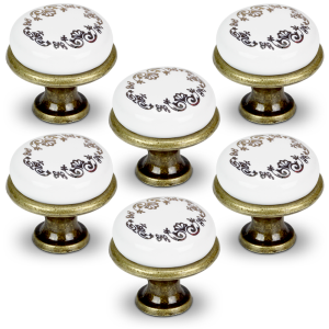 Gałka meblowa TITO.4 znal/ porcelana stare złoto 6szt.