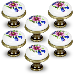 Gałka meblowa TITO.5 znal/ porcelana stare złoto 6szt.
