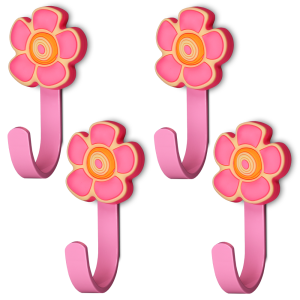 Wieszak do pokoju dziecięcego FLOWER kwiatek różowy tworzywo 4szt.