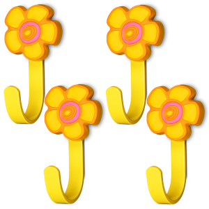 Wieszak do pokoju dziecięcego FLOWER kwiatek żółty tworzywo 4szt.